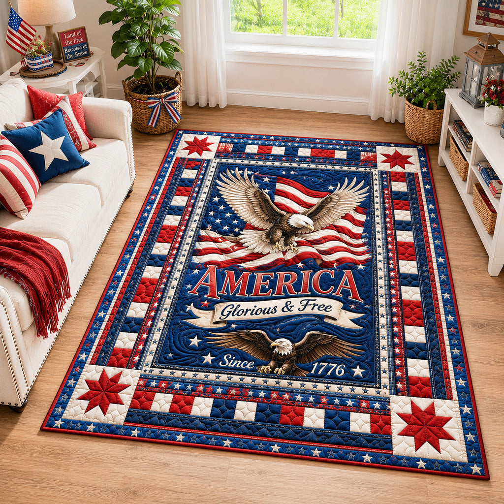 America Pride area rug in a living room