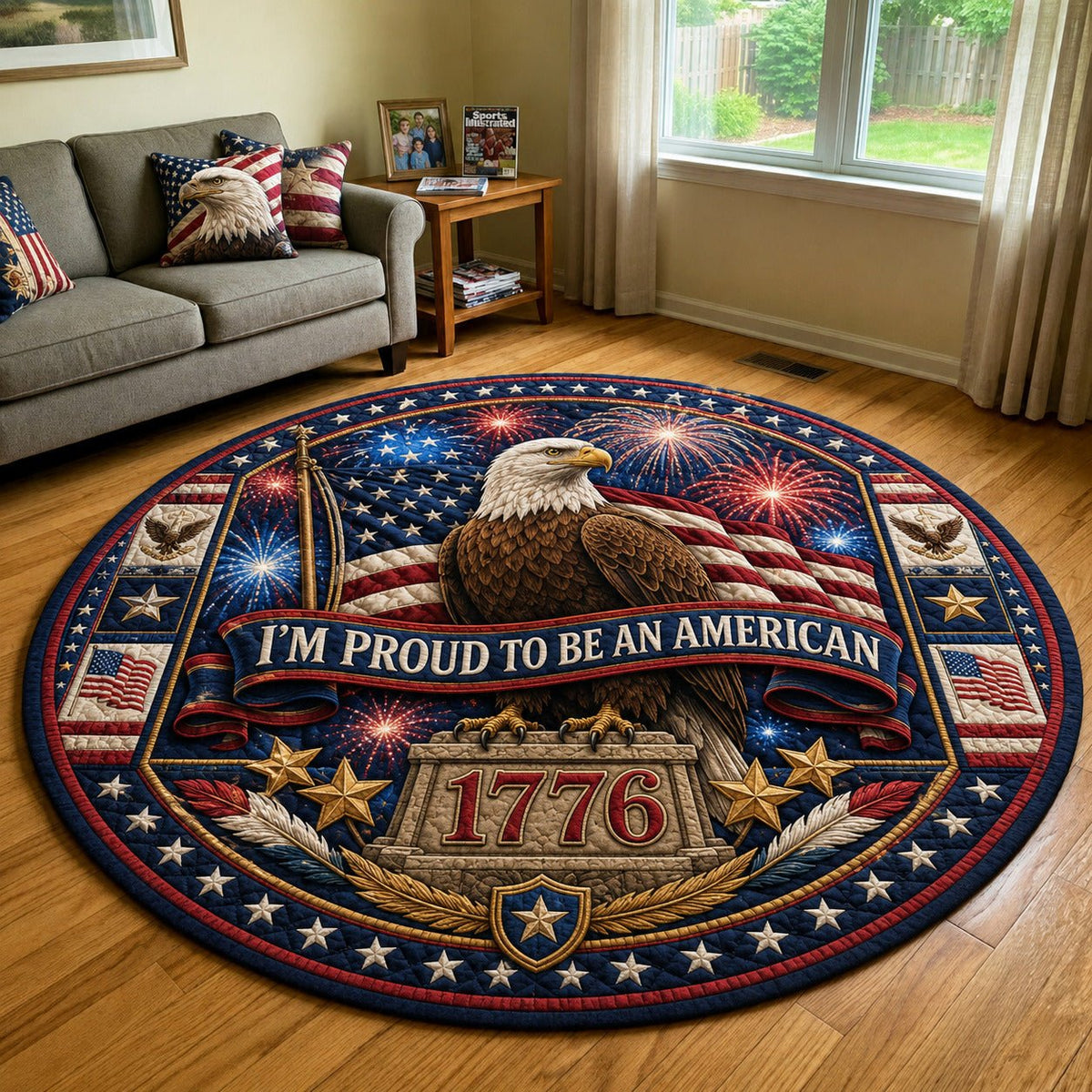 America Pride Round Mat Rug - washable non-slip printed rug