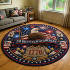 America Pride Round Mat Rug - washable non-slip printed rug