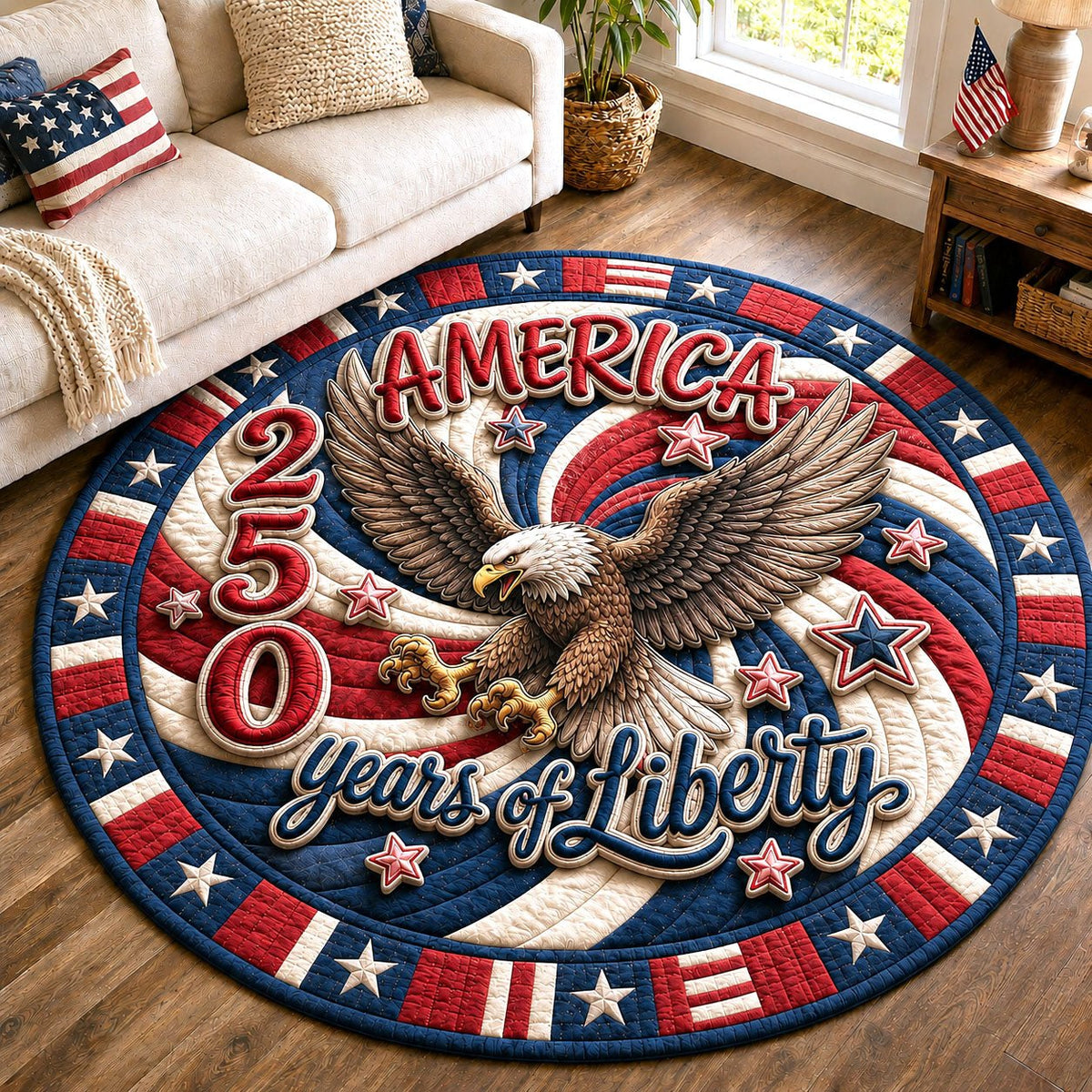 America Proud Round Mat Rug - washable non-slip printed rug