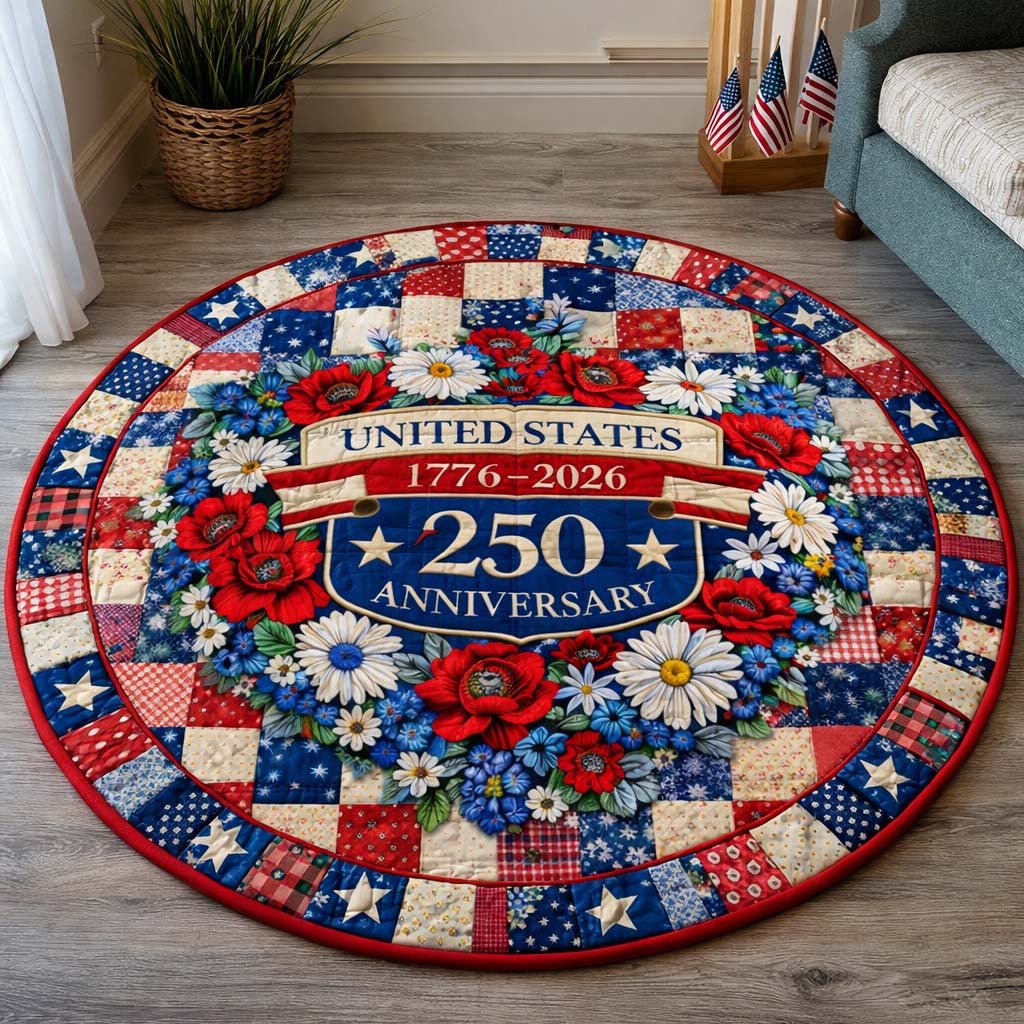 America Spirit Round Mat Rug - washable non-slip printed rug