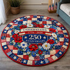 America Spirit Round Mat Rug - washable non-slip printed rug