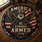 America Stands Armed Round Mat Rug