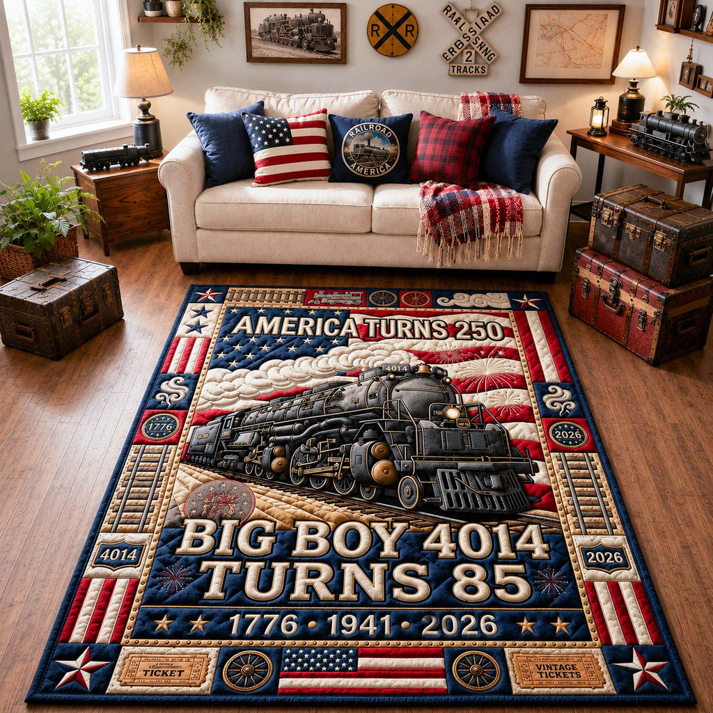 America Turns 250 area rug in a living room