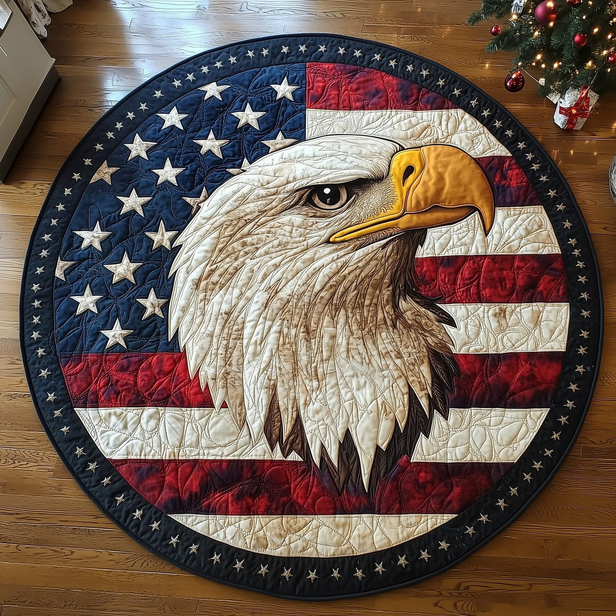 American Eagle (Design 3) Round Mat Rug - washable non-slip printed rug