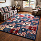 American Flag area rug in a living room