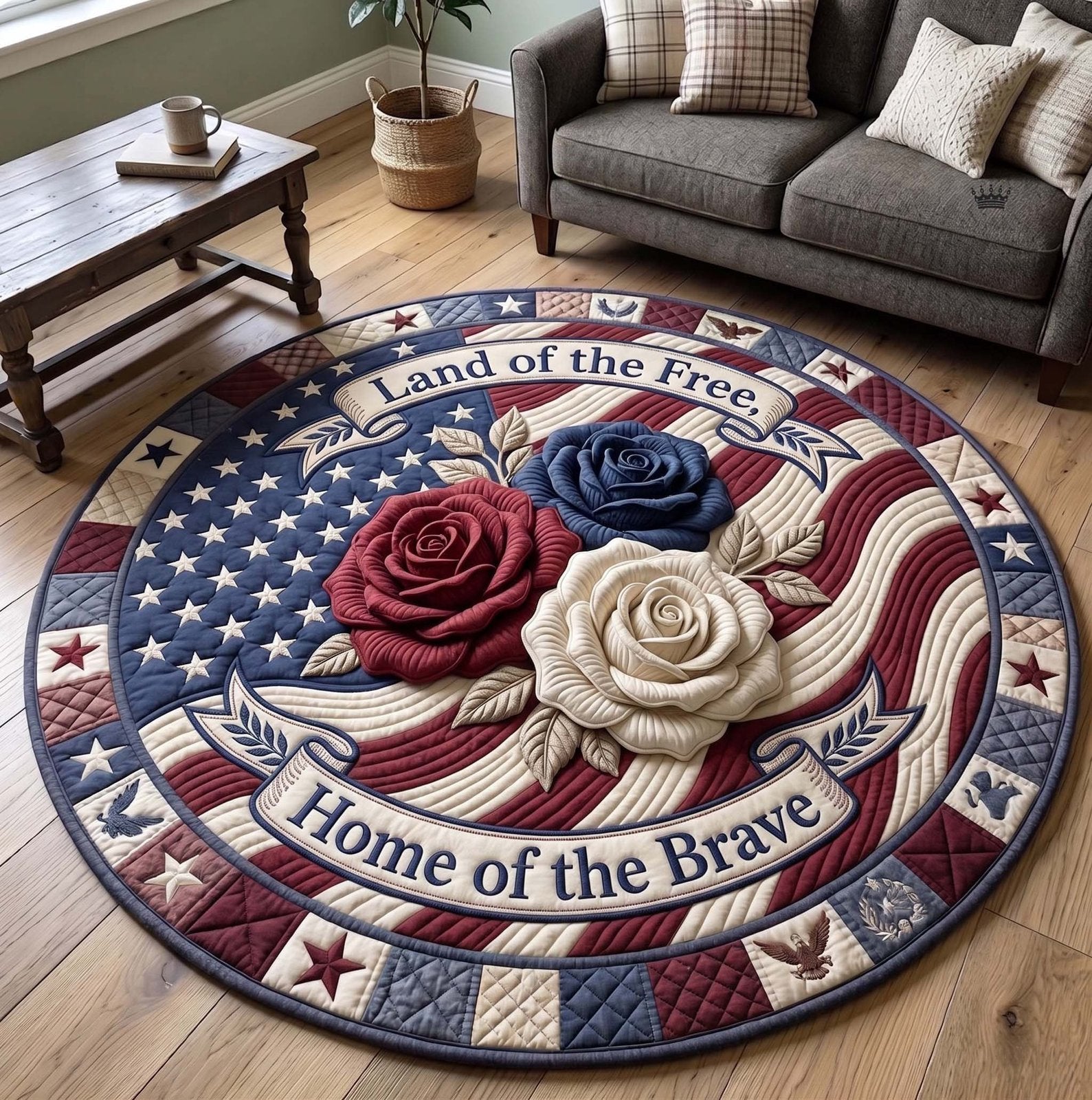 American Pride Round Mat Rug - Nature Design | Serene Home Decor