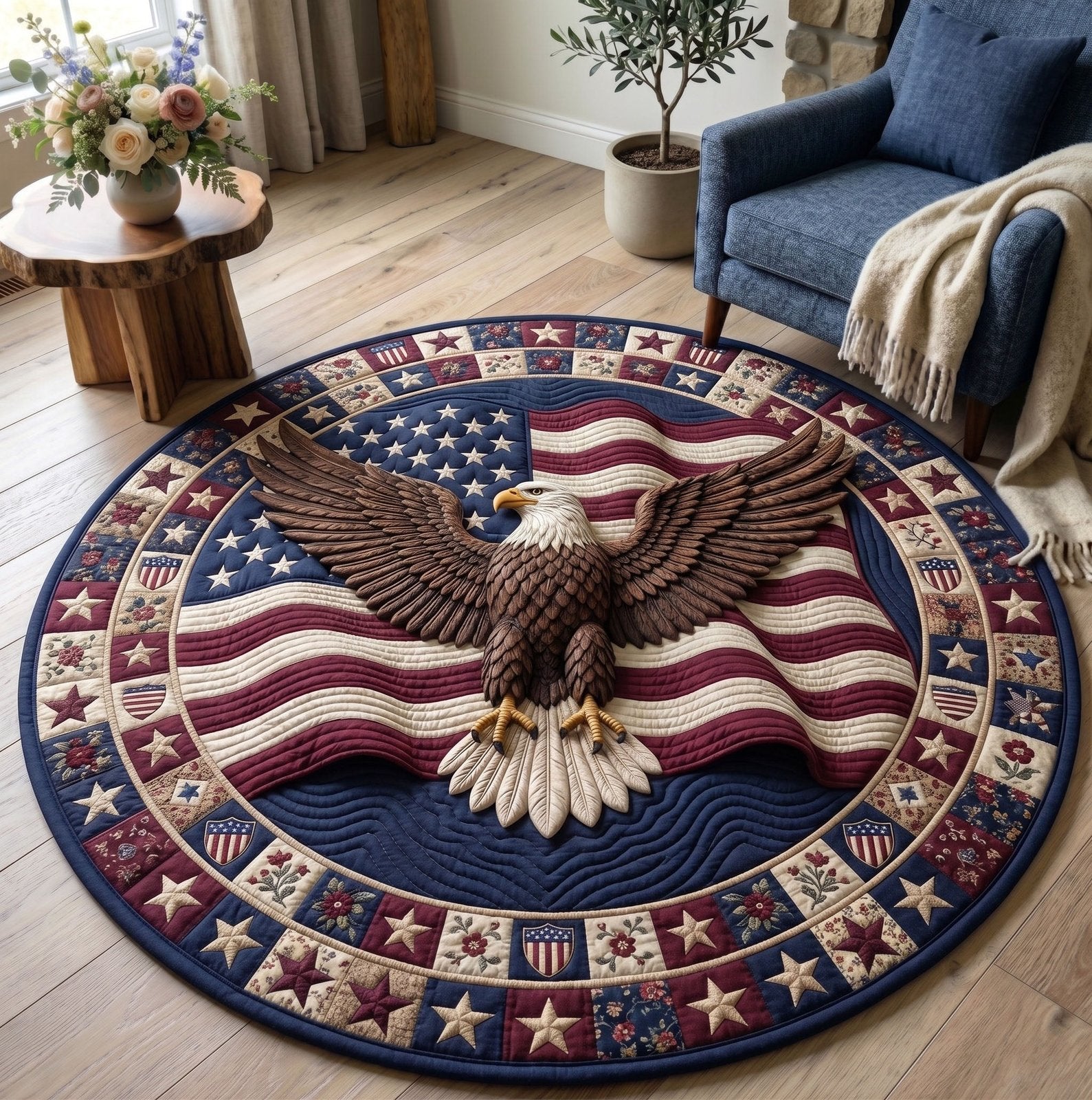 American Pride Round Mat Rug - Nature Design | Serene Home Decor