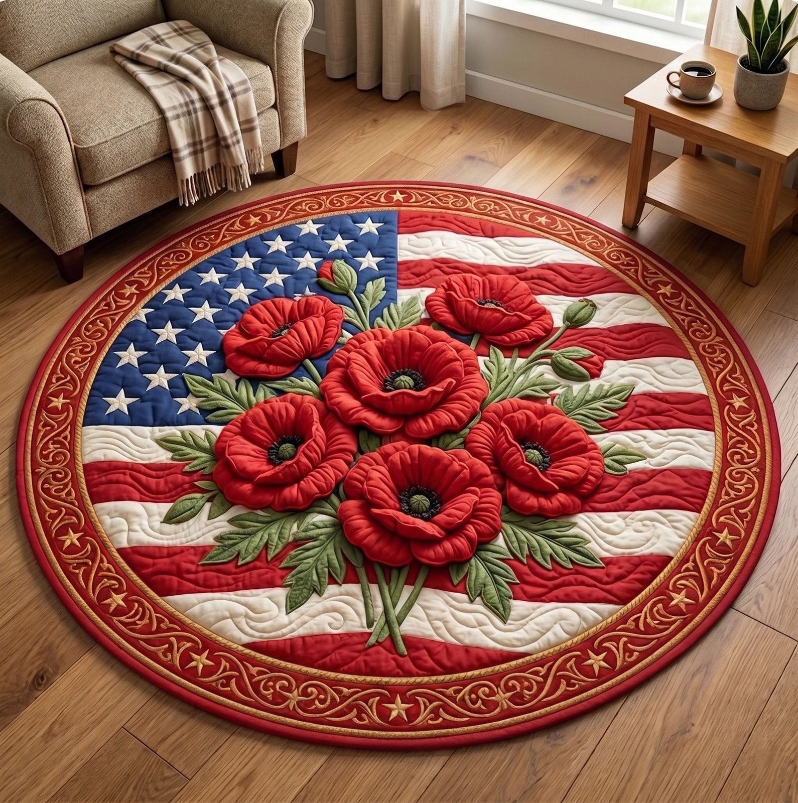 American Pride Round Mat Rug - Nature Design | Serene Home Decor