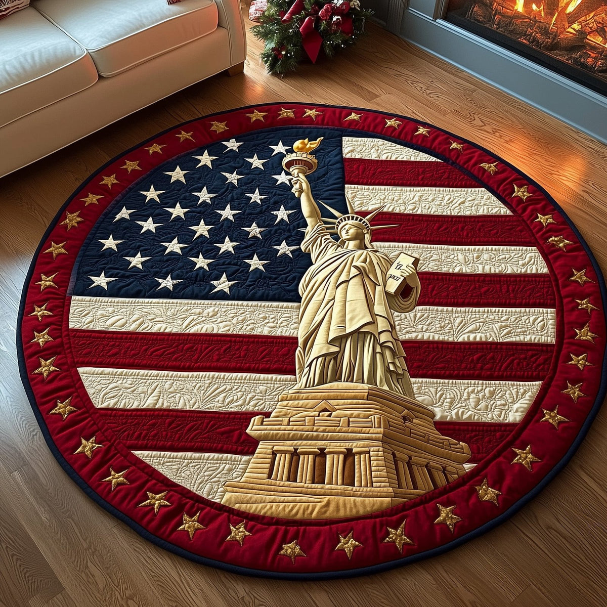 American Proud Round Mat Rug - washable non-slip printed rug