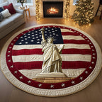 American Proud (Design 2) Round Mat Rug - washable non-slip printed rug