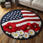 American Spirit Round Mat Rug - washable non-slip printed rug