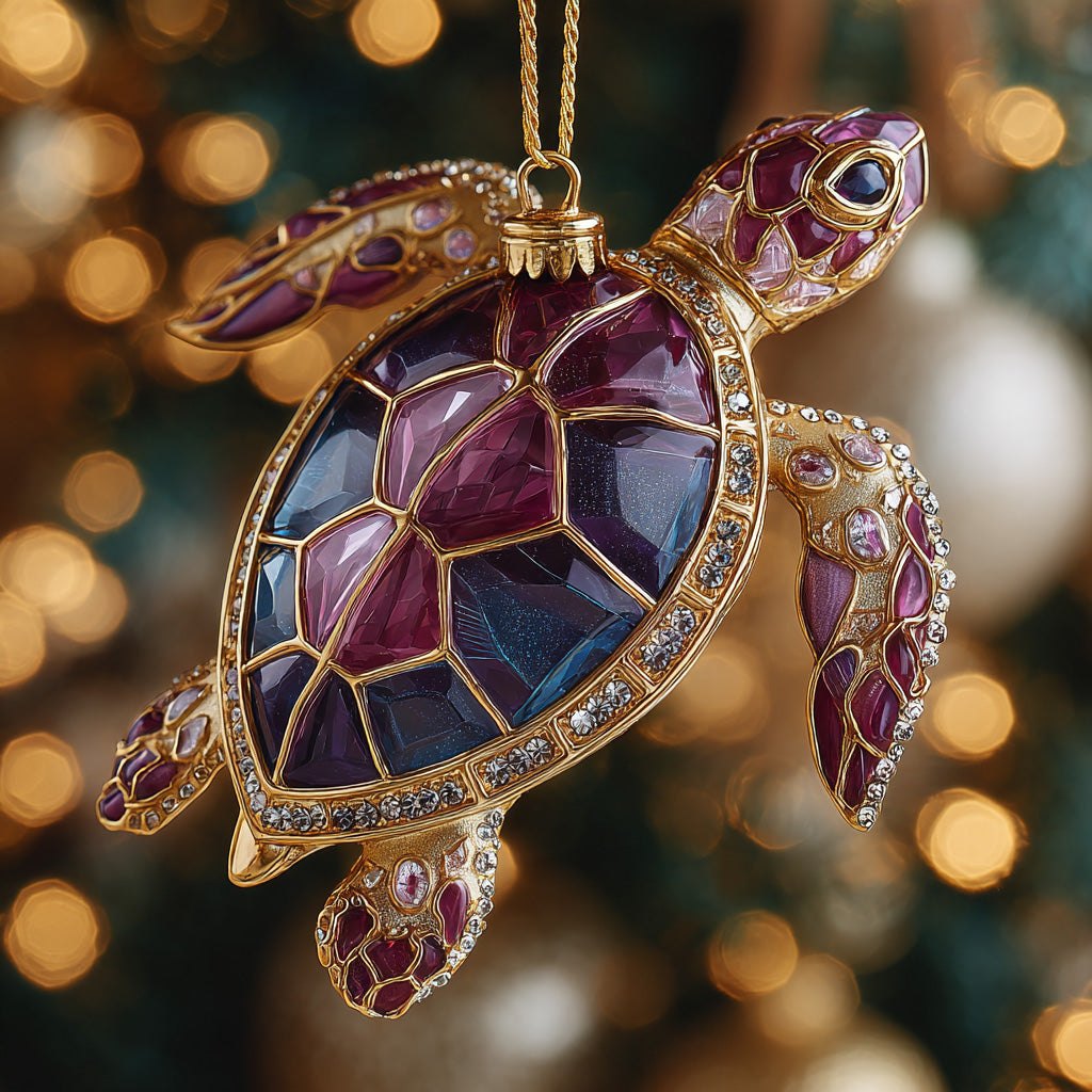 Amethyst Sea Turtle Christmas Ornament