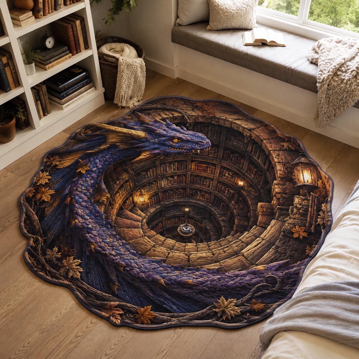 Amethyst Coil Custom Shape Area Rug - Nature Design | Die-Cut Non-Slip Rug - washable non-slip printed rug