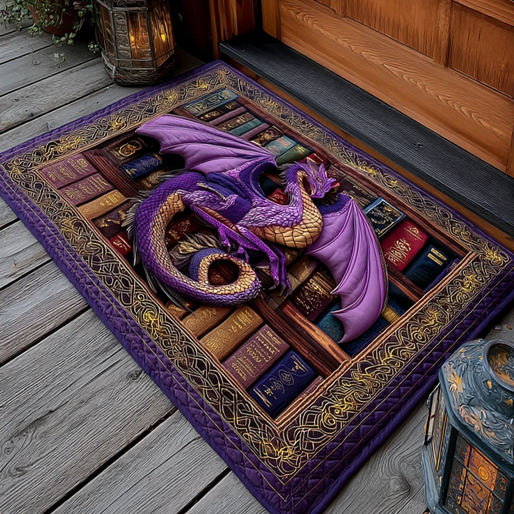 Amethyst Regal Dragons Doormat - Cute Animal Design | Printed Welcome Doormat