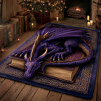 Amethyst Spellbound Dragon area rug in a living room