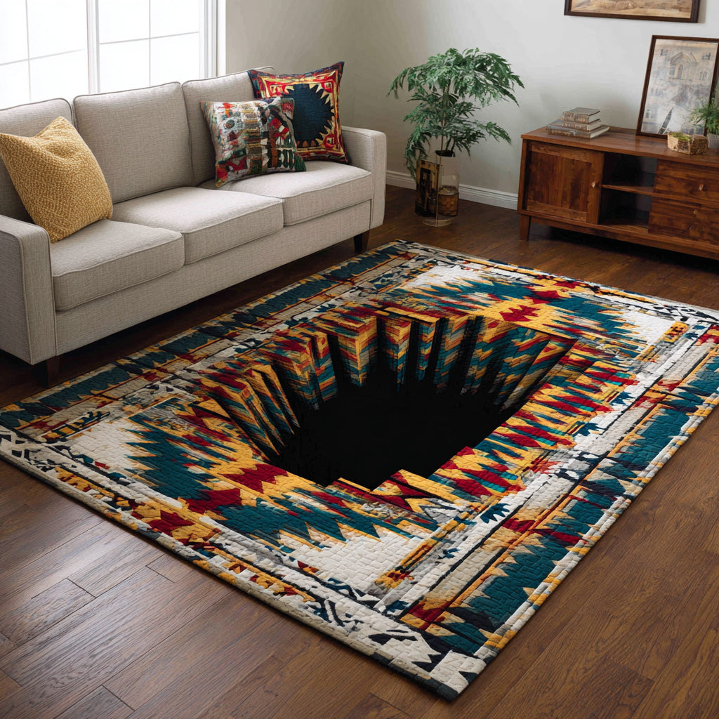 Ancestral Abyss area rug in a living room