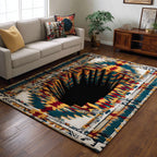 Ancestral Abyss area rug in a living room