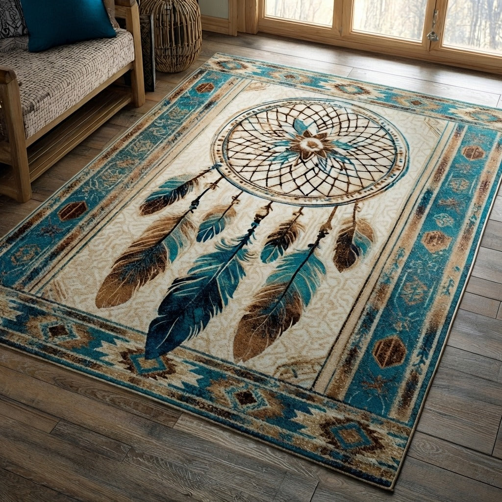 Ancestral Calm area rug in a living room