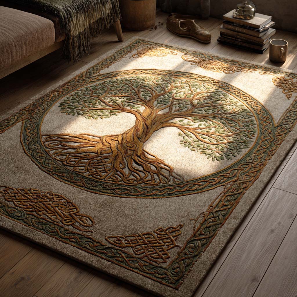 Ancestral Ring area rug in a living room