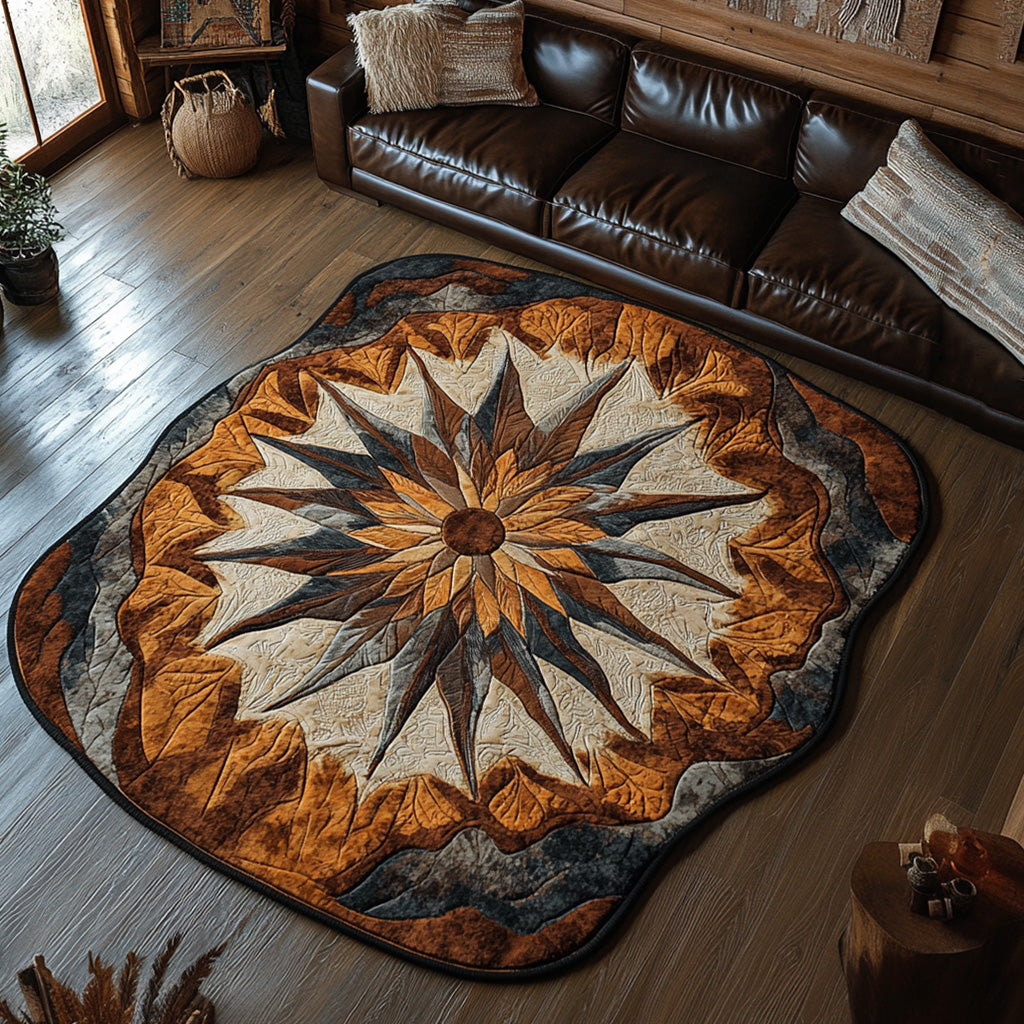 Ancestral Sunbeam Custom Shape Area Rug - Nature Design | Die-Cut Non-Slip Rug - washable non-slip printed rug
