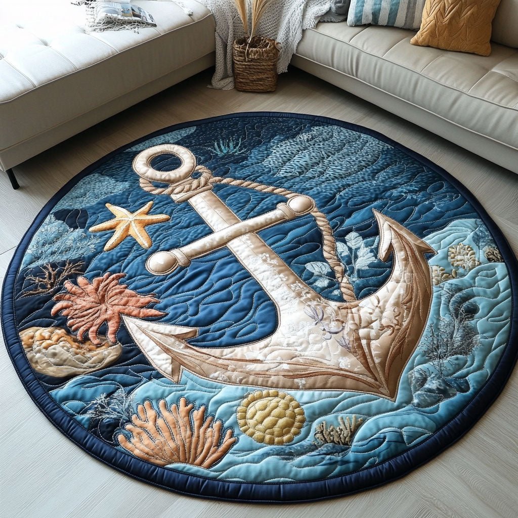 Anchored by the Sea Round Mat Rug - Nature Design | Serene Home Decor