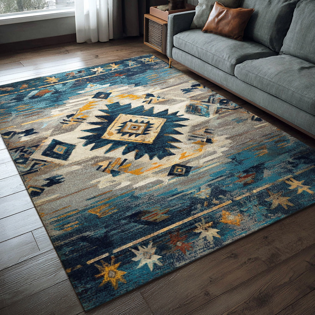 Ancient Alchemy area rug in a living room