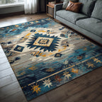 Ancient Alchemy area rug in a living room