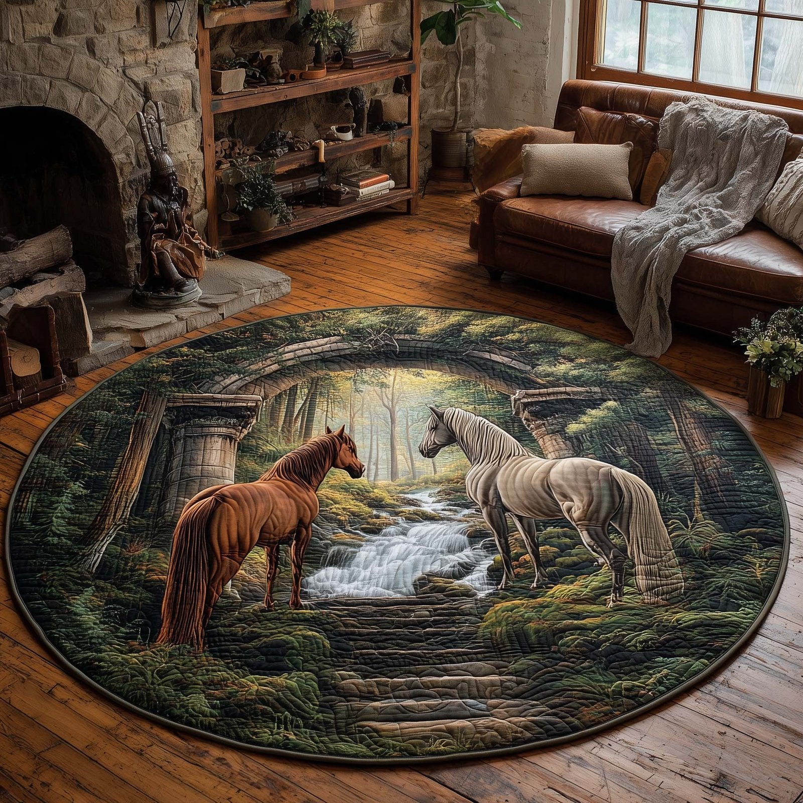 Ancient Archway Round Mat Rug - Nature Design | Serene Home Decor