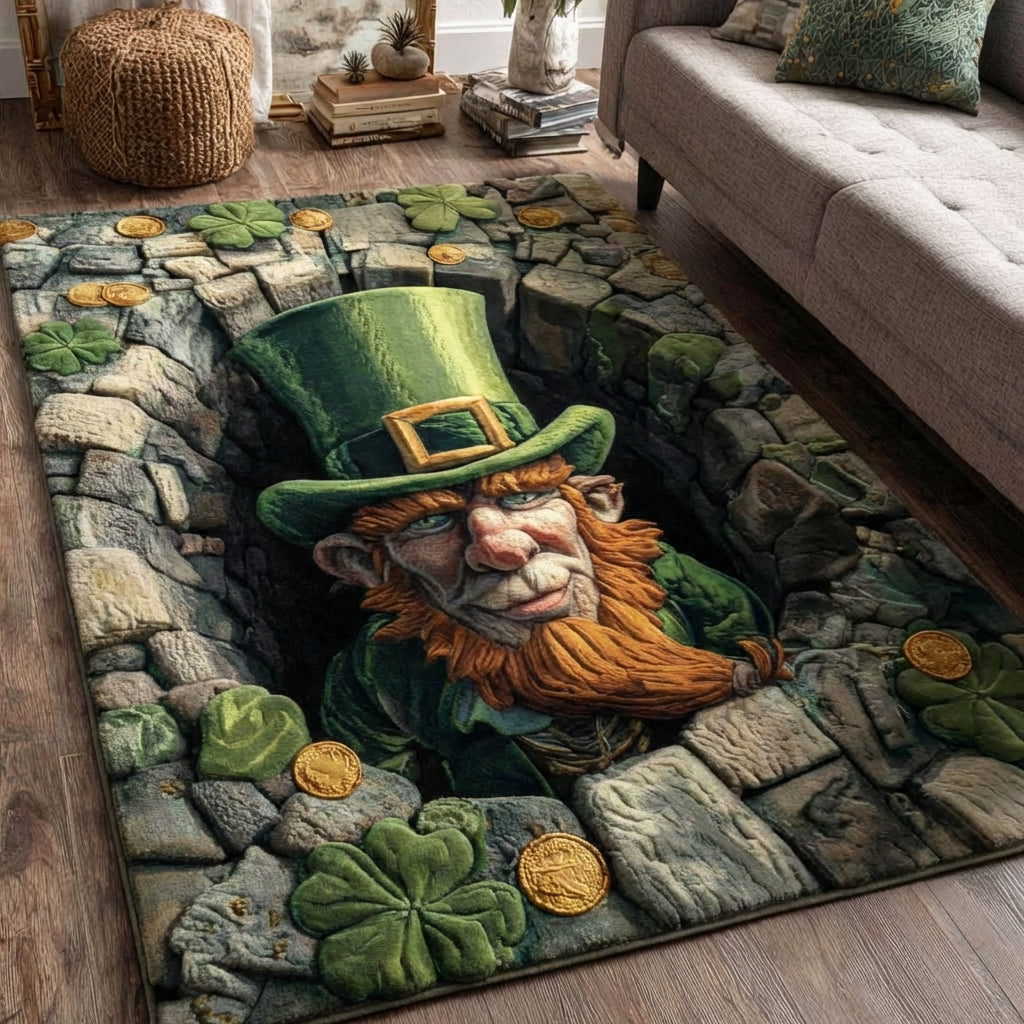 Ancient Clover Hoard area rug in a living room