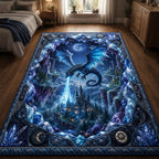 Ancient Dragon area rug in a living room