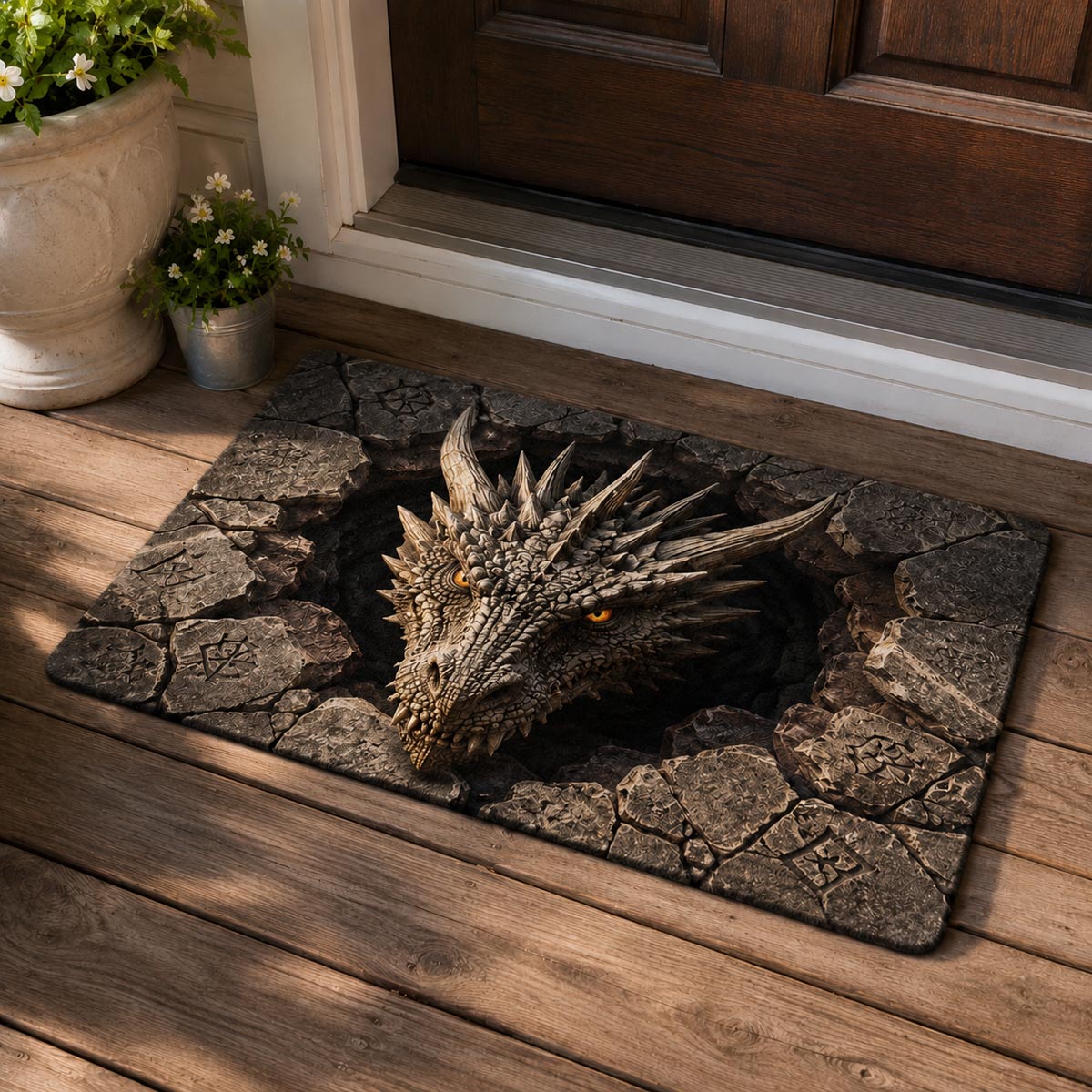 Ancient Dragon Doormat - Cute Animal Design | Printed Welcome Doormat - washable non-slip printed rug