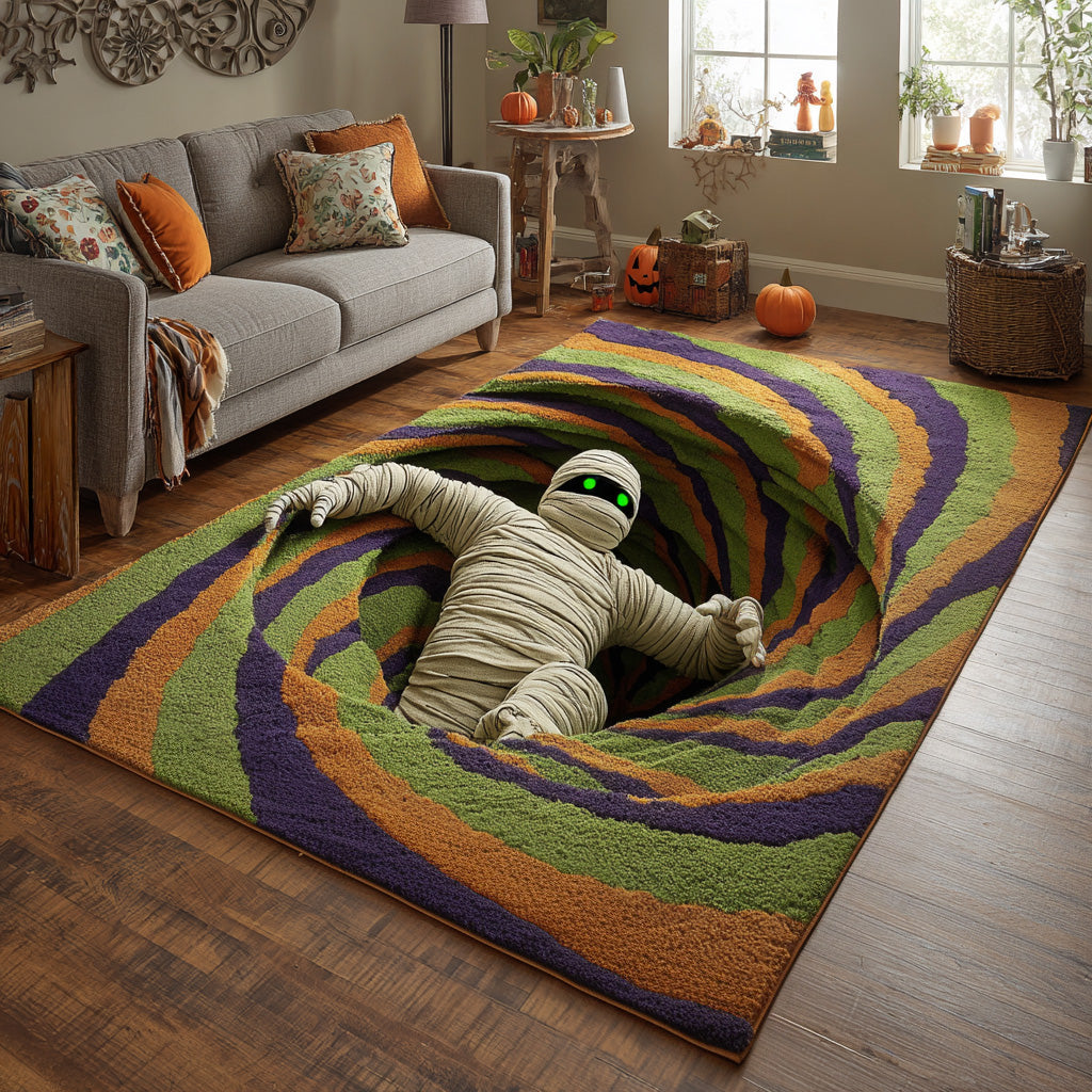 Ancient Echoes area rug in a living room
