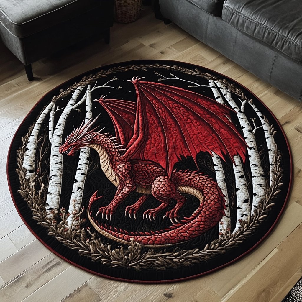 Ancient Flight Round Mat Rug - washable non-slip printed rug