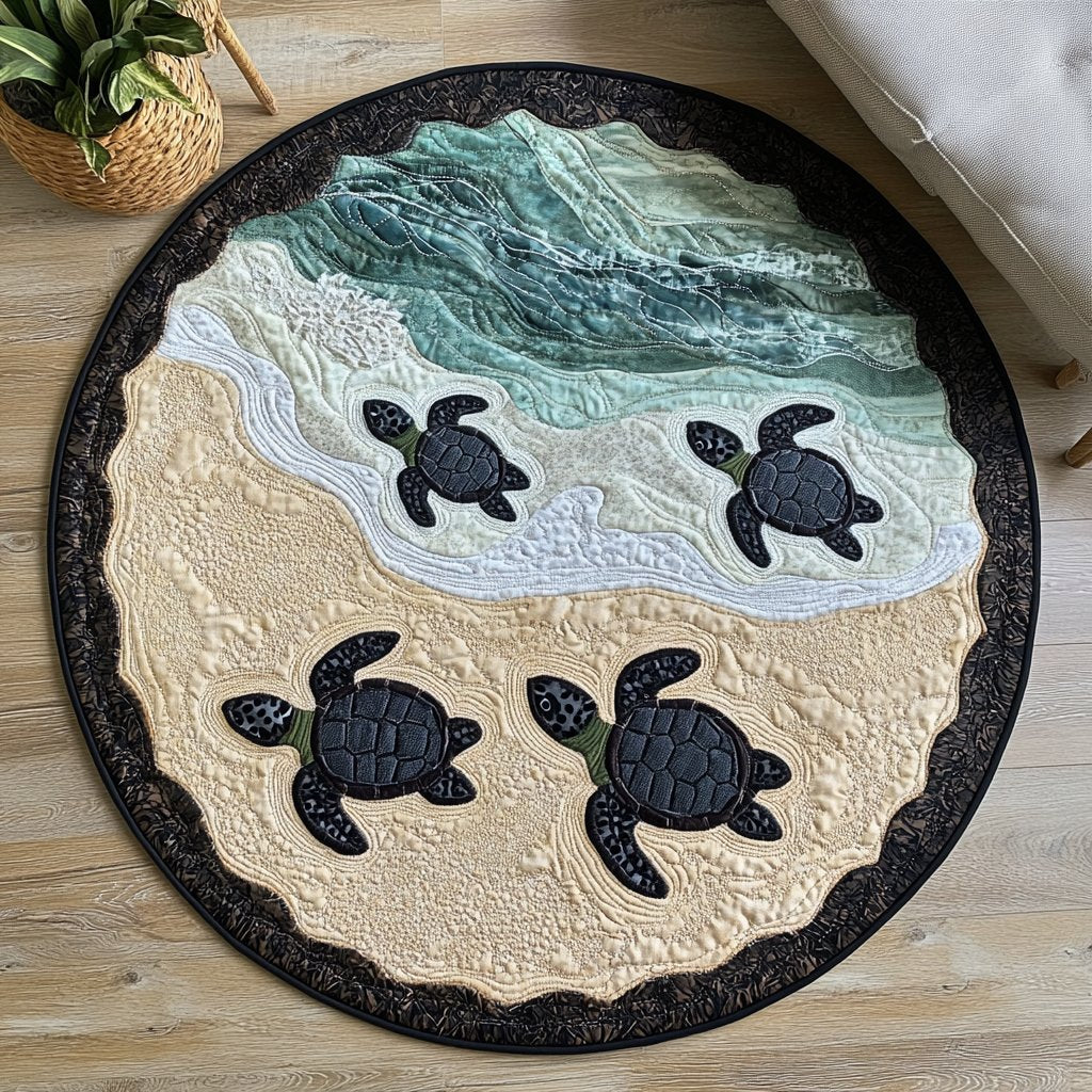 Ancient Glide Round Mat Rug - washable non-slip printed rug
