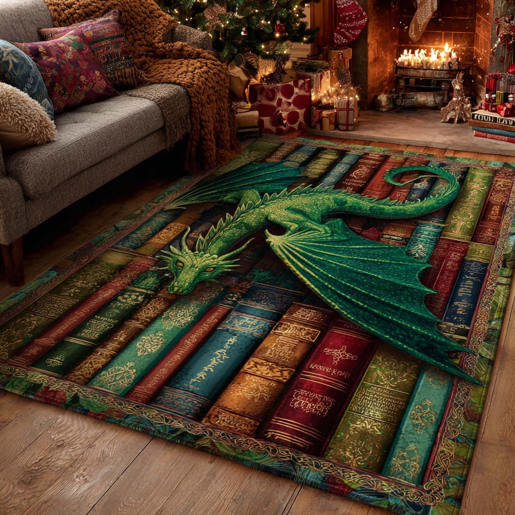 Ancient Grove Dragon area rug in a living room