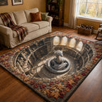 Ancient Library area rug in a living room