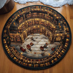 Ancient Library Round Mat Rug - Nature Design | Serene Home Decor