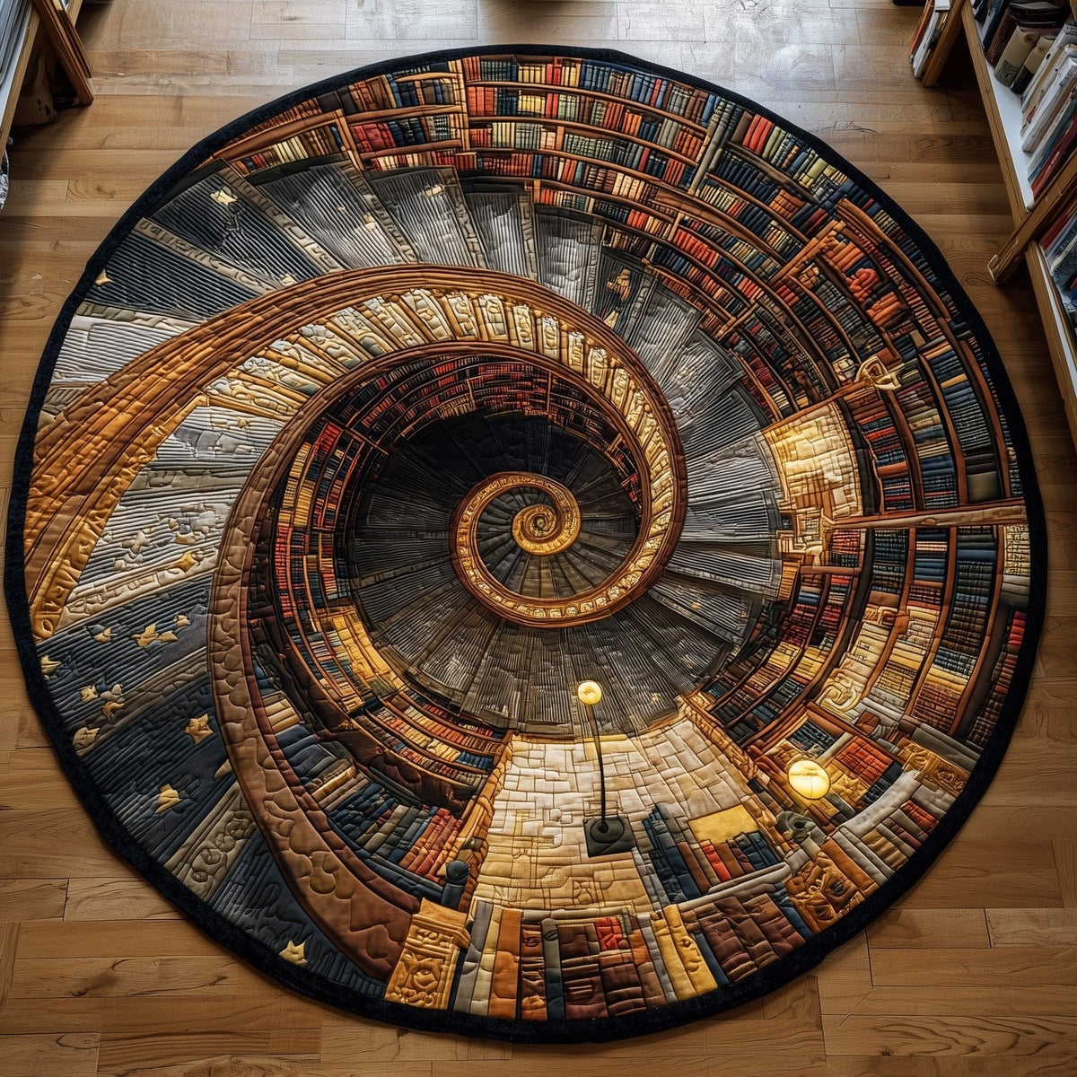 Ancient Library Round Mat Rug - Nature Design | Serene Home Decor