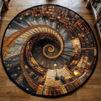 Ancient Library Round Mat Rug - Nature Design | Serene Home Decor