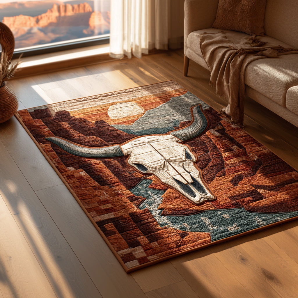 Ancient Longhorn Echo area rug in a living room