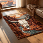 Ancient Longhorn Echo area rug in a living room
