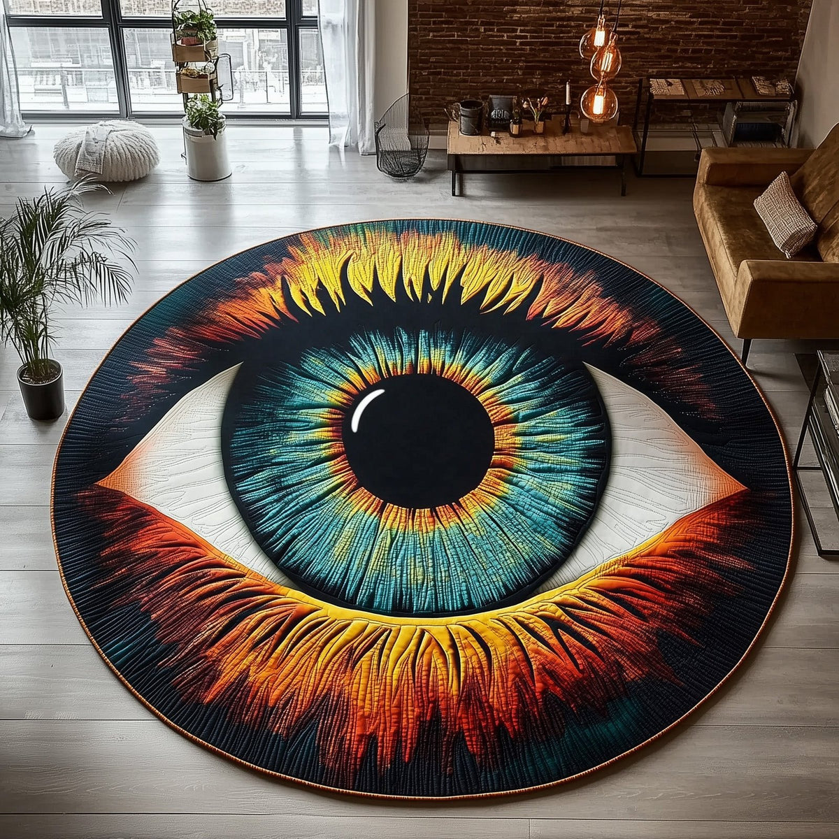 Ancient Spirit Eyes Round Mat Rug - washable non-slip printed rug