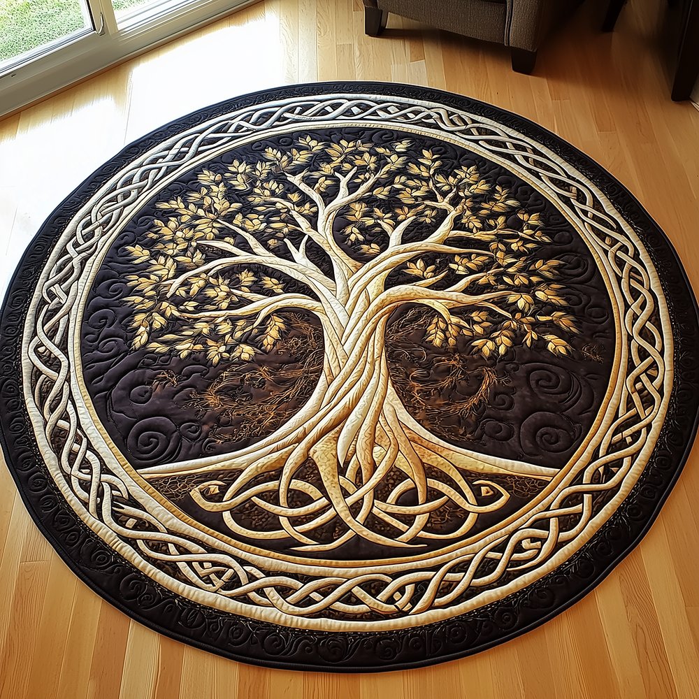 Ancient Tree Of Life Round Mat Rug - washable non-slip printed rug