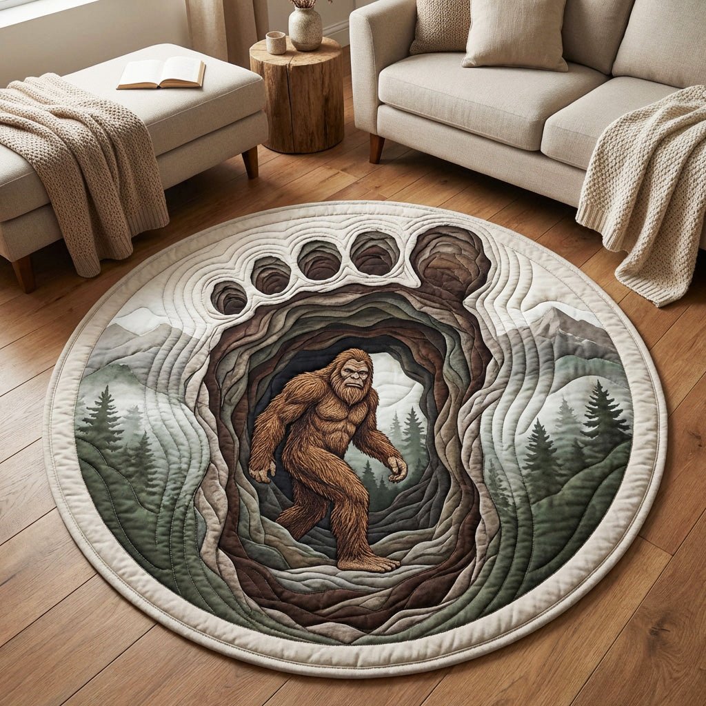 Ancient Walker Round Mat Rug - washable non-slip printed rug