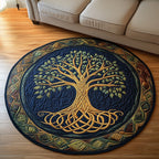 Ancient Wisdom Round Mat Rug - washable non-slip printed rug
