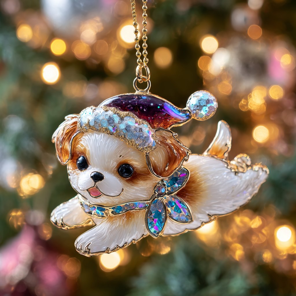 Angel Flying Pup Christmas Ornament