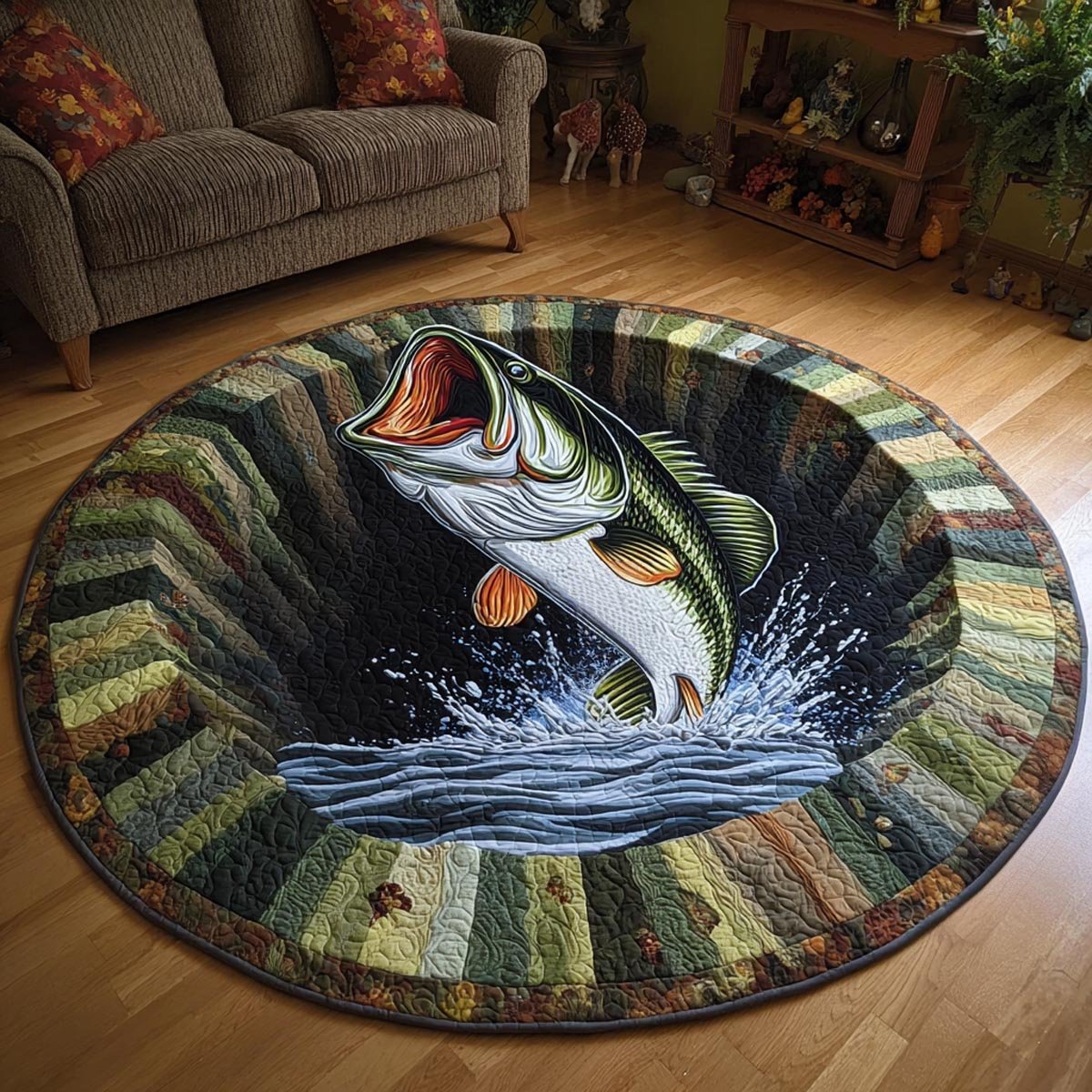 Angler Abyss Round Mat Rug - washable non-slip printed rug