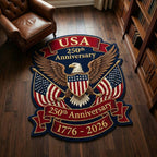 Anniversary Eagle Custom Shape Area Rug - Cute Animal Design | Die-Cut Non-Slip Rug - washable non-slip printed rug