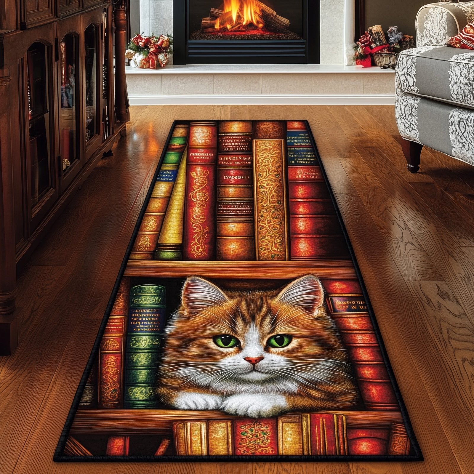 Antique Bookshelf Runner Rug - Nature Design | Serene Runner Rug